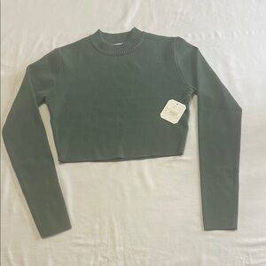 Altar’d State Cropped Crewneck Long-Sleeve Top - Hunter Green